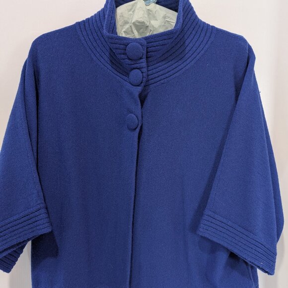 Royal Blue 100% wool sweater with 3/4 sleeves - Picture 1 of 2